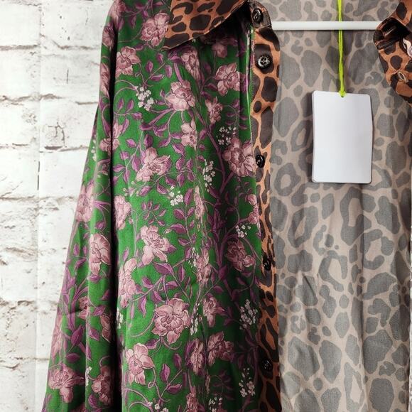 Tell Your Friends Long Sleeve Shirt in Lana Multi Small NWT Silk Button Down - Picture 4 of 9